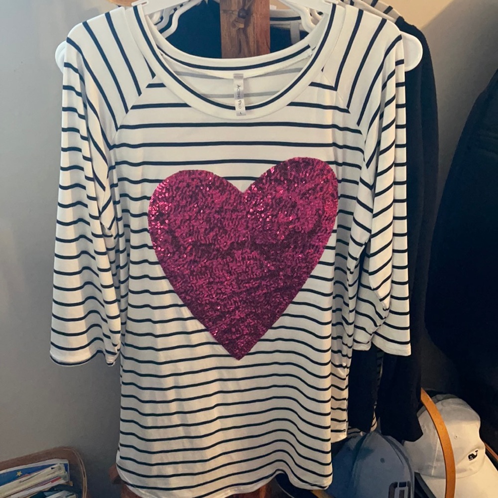 Pink Sequin Heart Top
